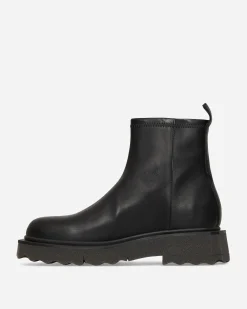 Off-White Boots^Leather Sponge Zip Boots Black