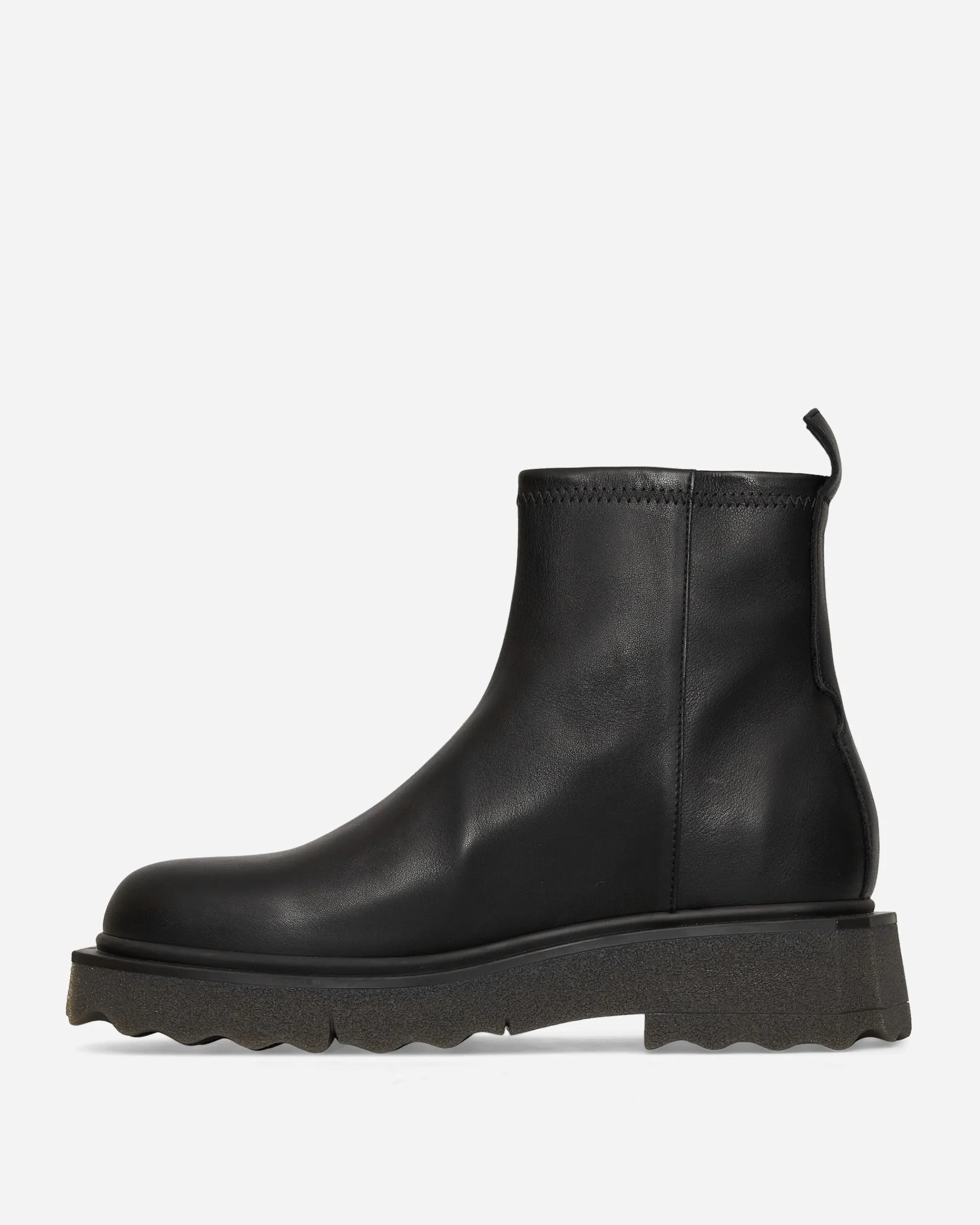Off-White Boots^Leather Sponge Zip Boots Black