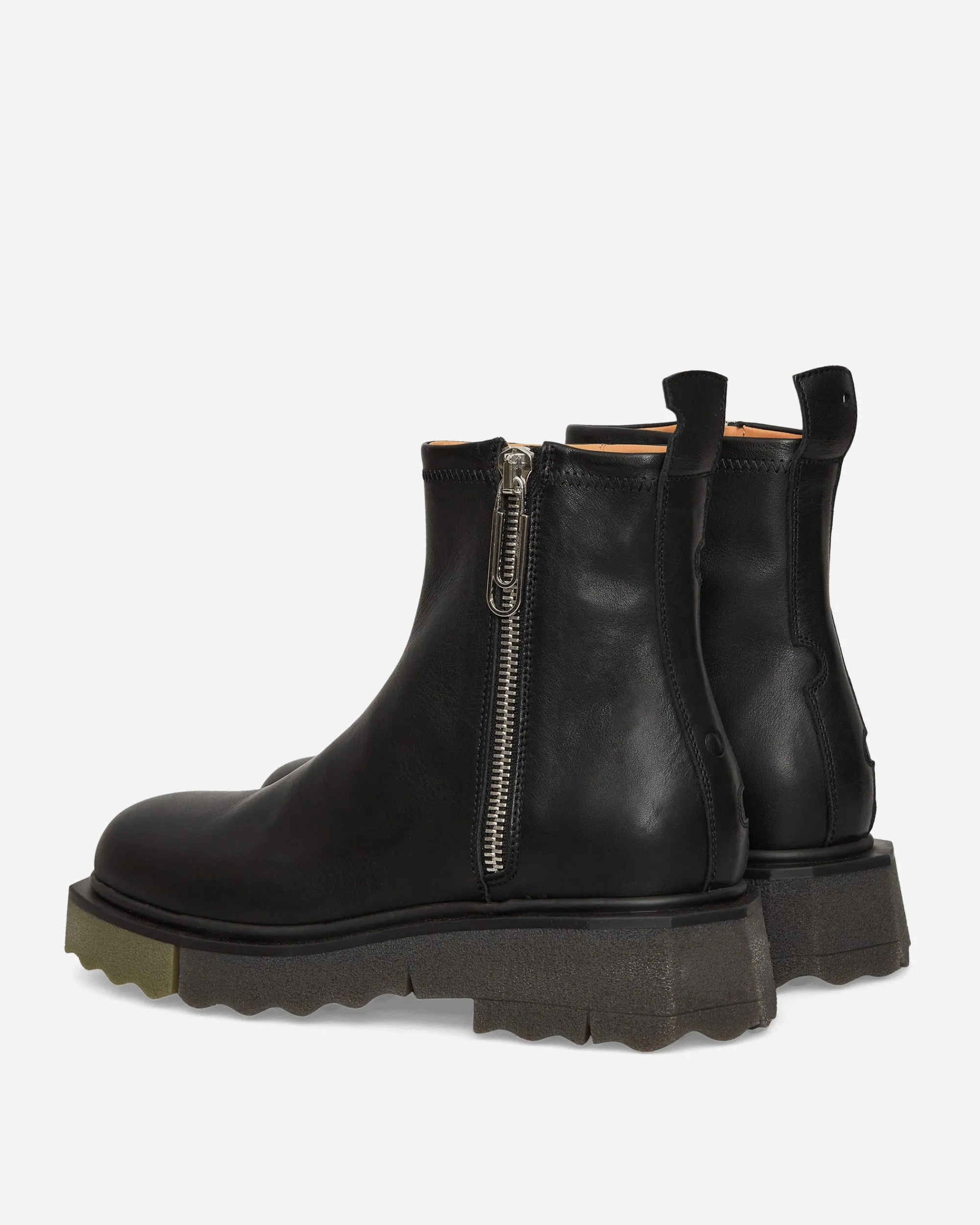 Off-White Boots^Leather Sponge Zip Boots Black