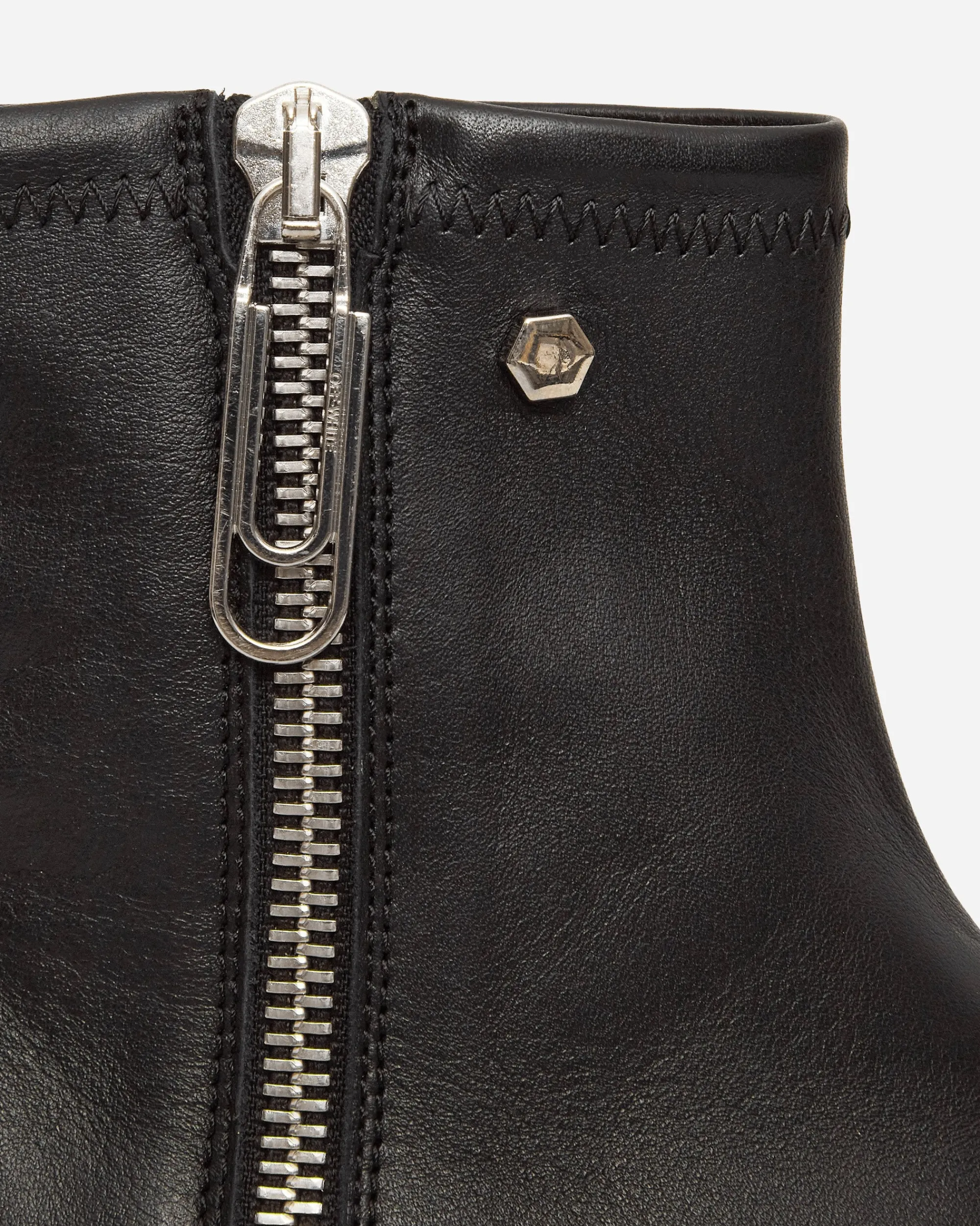 Off-White Boots^Leather Sponge Zip Boots Black