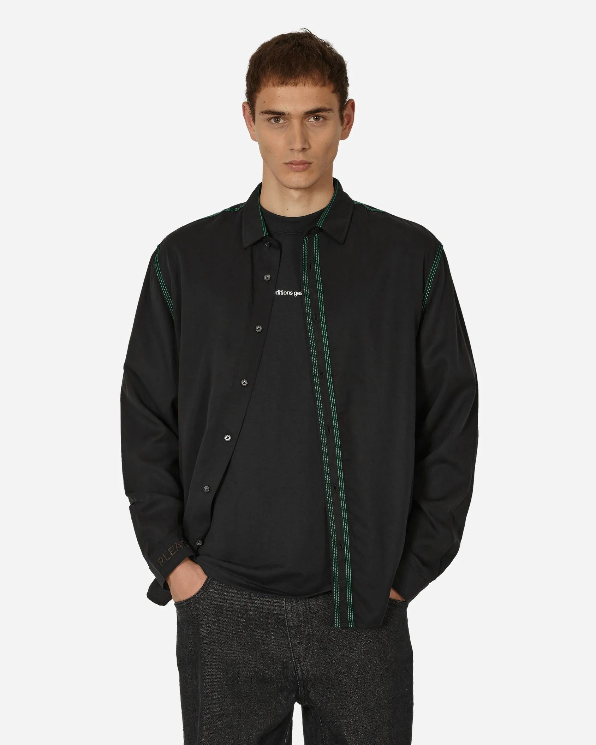 Pleasures Shirts^Life Button Down Shirt Black