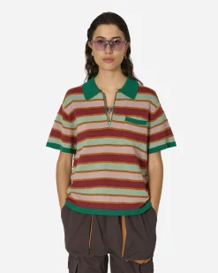 Brain Dead T-Shirts^Lifted Stripe Half Zip Shirt Red