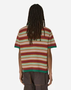 Brain Dead T-Shirts^Lifted Stripe Half Zip Shirt Red