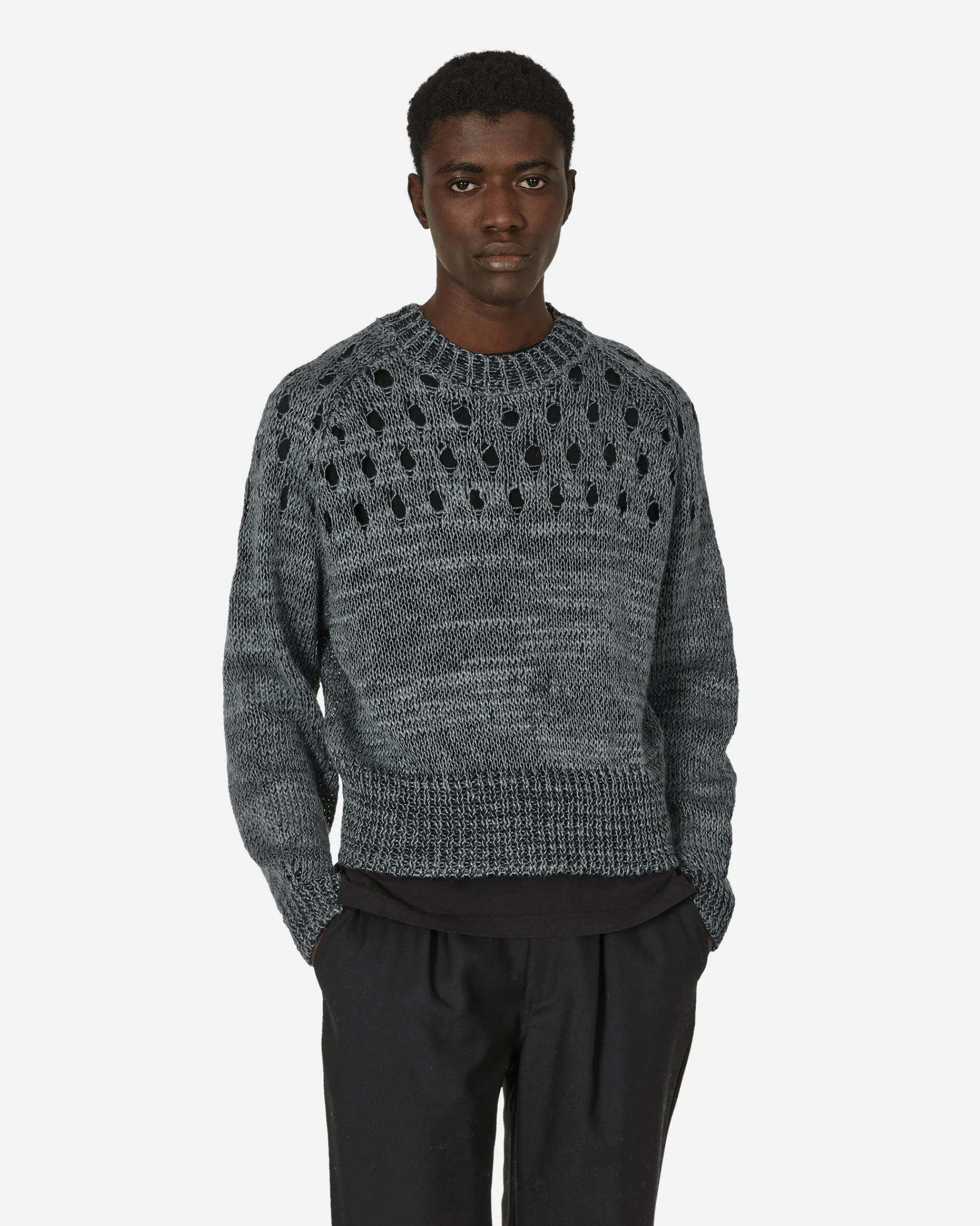 Dries Van Noten Knitwear^Linen Crewneck Sweater Grey