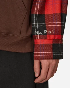 Marni Sweatshirts^Long-Sleeved Hooded Sweatshirt Brown
