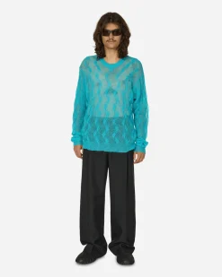 Stüssy Knitwear^Loose Knit Cross Cable Sweater Cyan