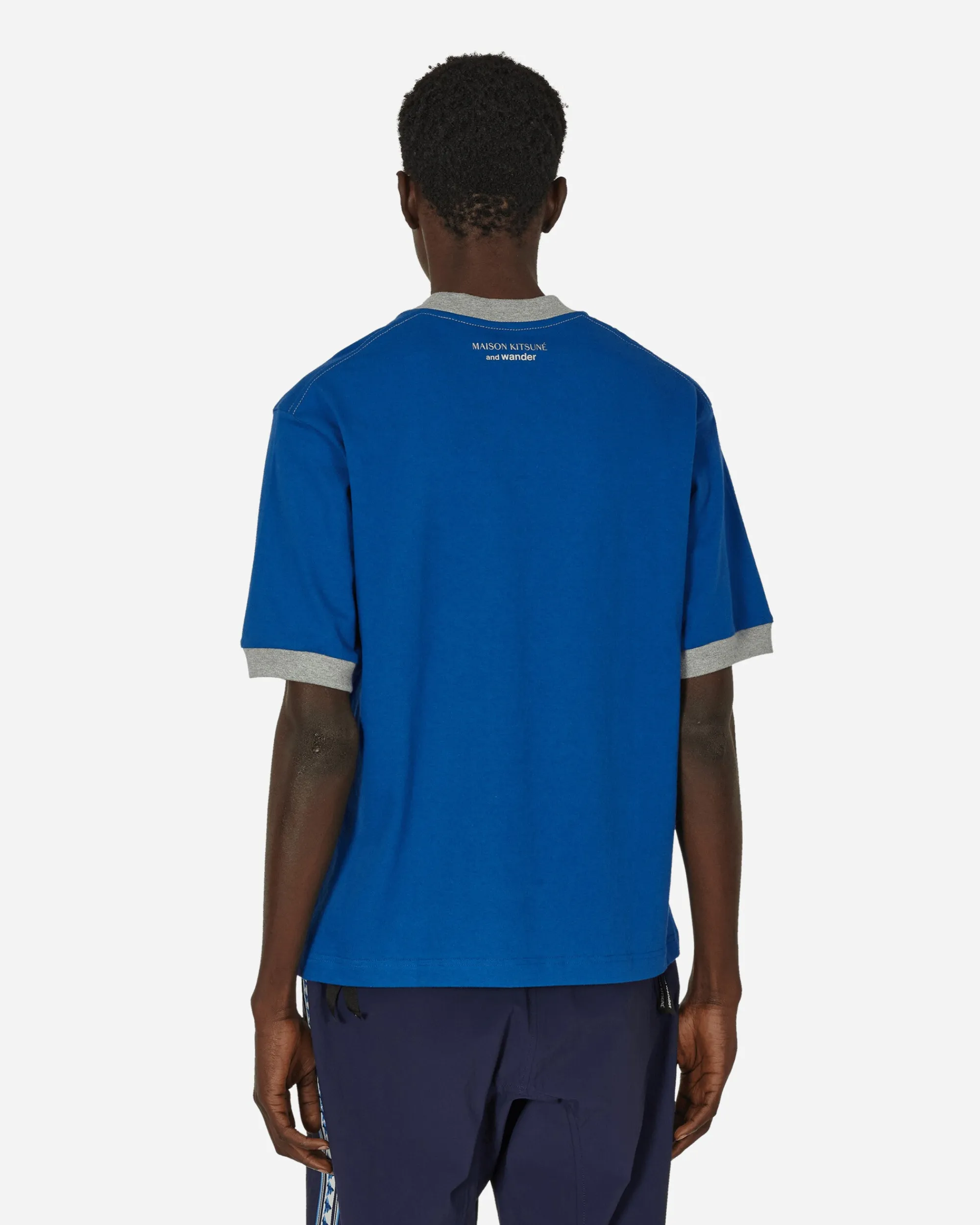 and wander T-Shirts^Maison Kitsuné Ringer Cotton T-Shirt Blue