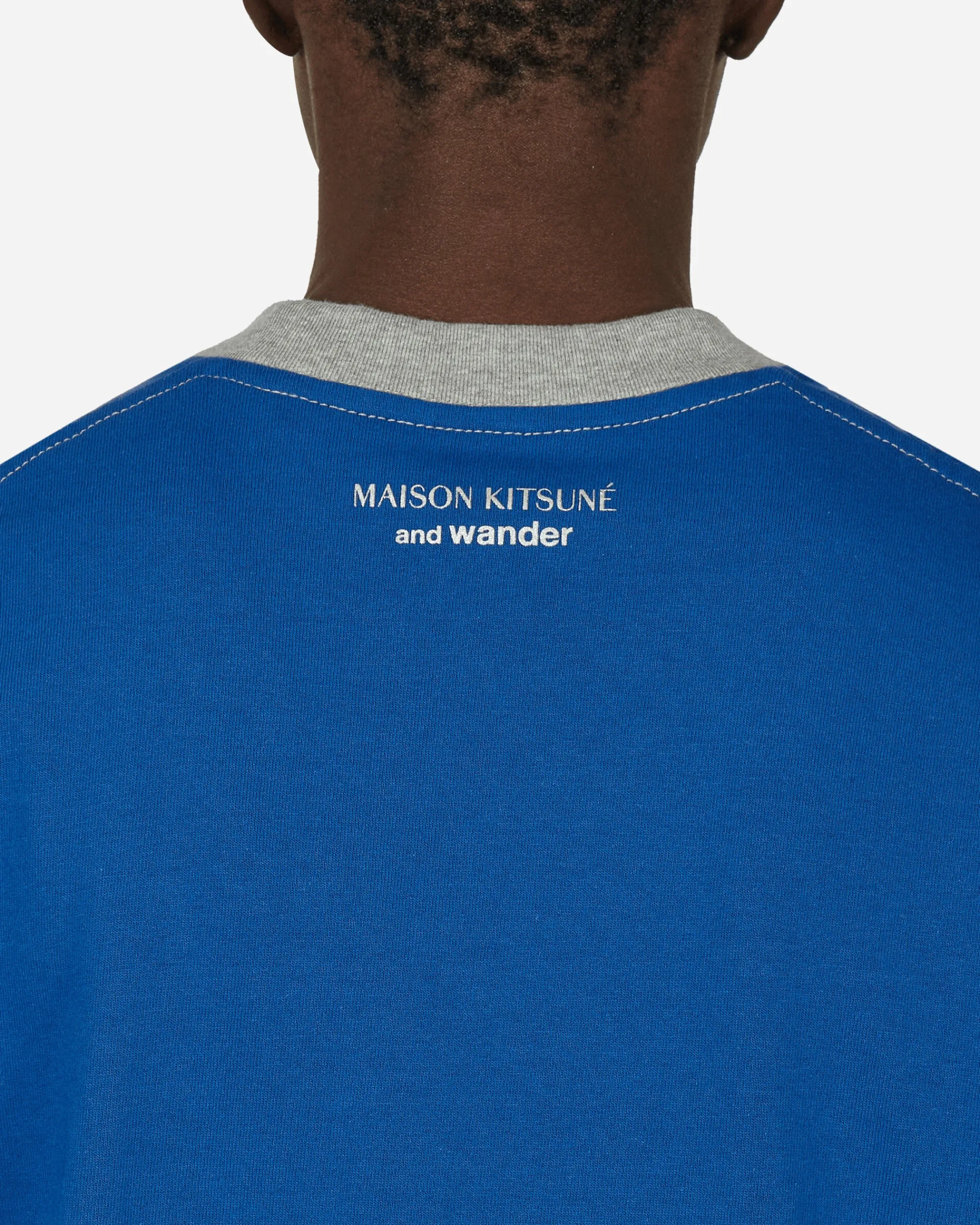 and wander T-Shirts^Maison Kitsuné Ringer Cotton T-Shirt Blue