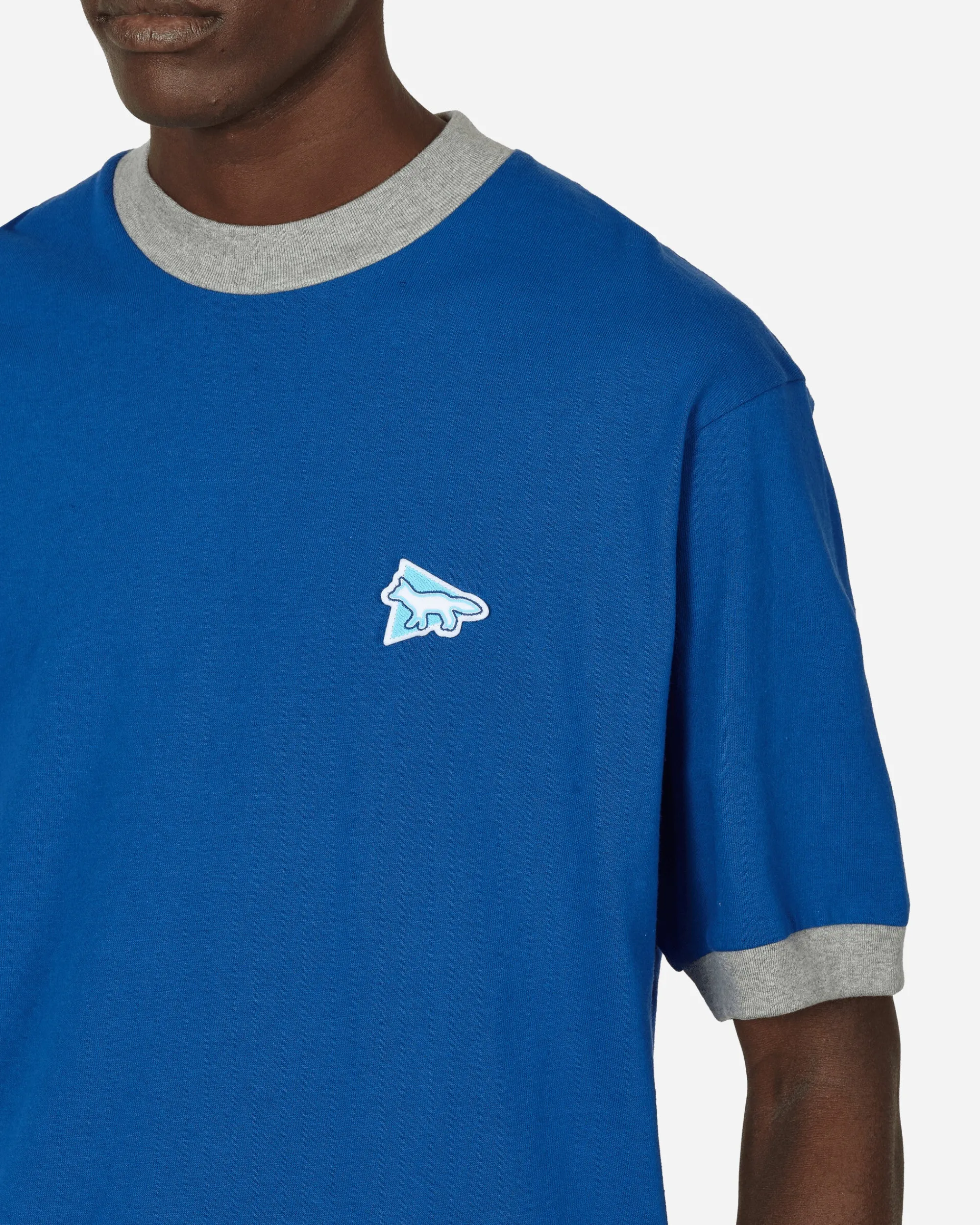 and wander T-Shirts^Maison Kitsuné Ringer Cotton T-Shirt Blue