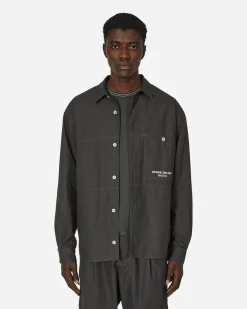 Stone Island Shirts^Marina Pleated Cotton Canvas Overshirt Charcoal