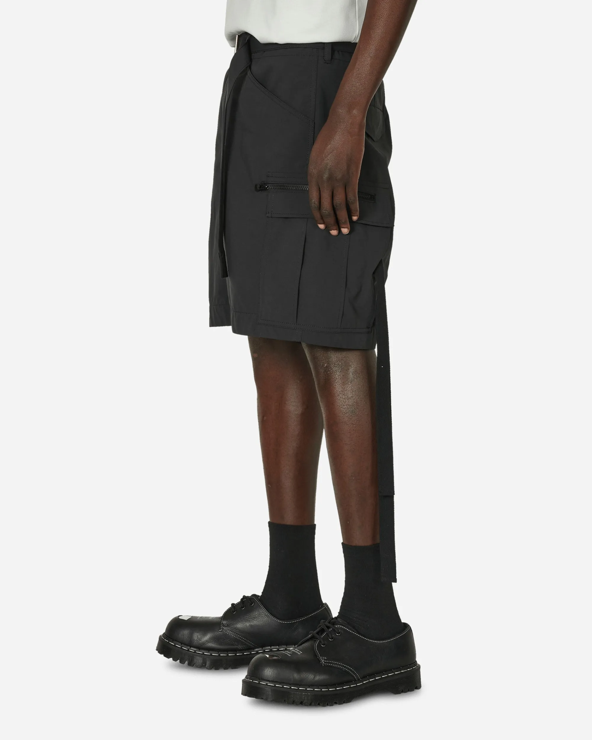 sacai Shorts^Matte Taffeta Shorts Black
