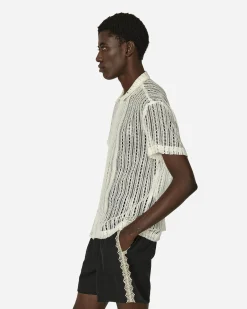 Bode Shirts^Meandering Lace Short Sleeve Shirt Natural