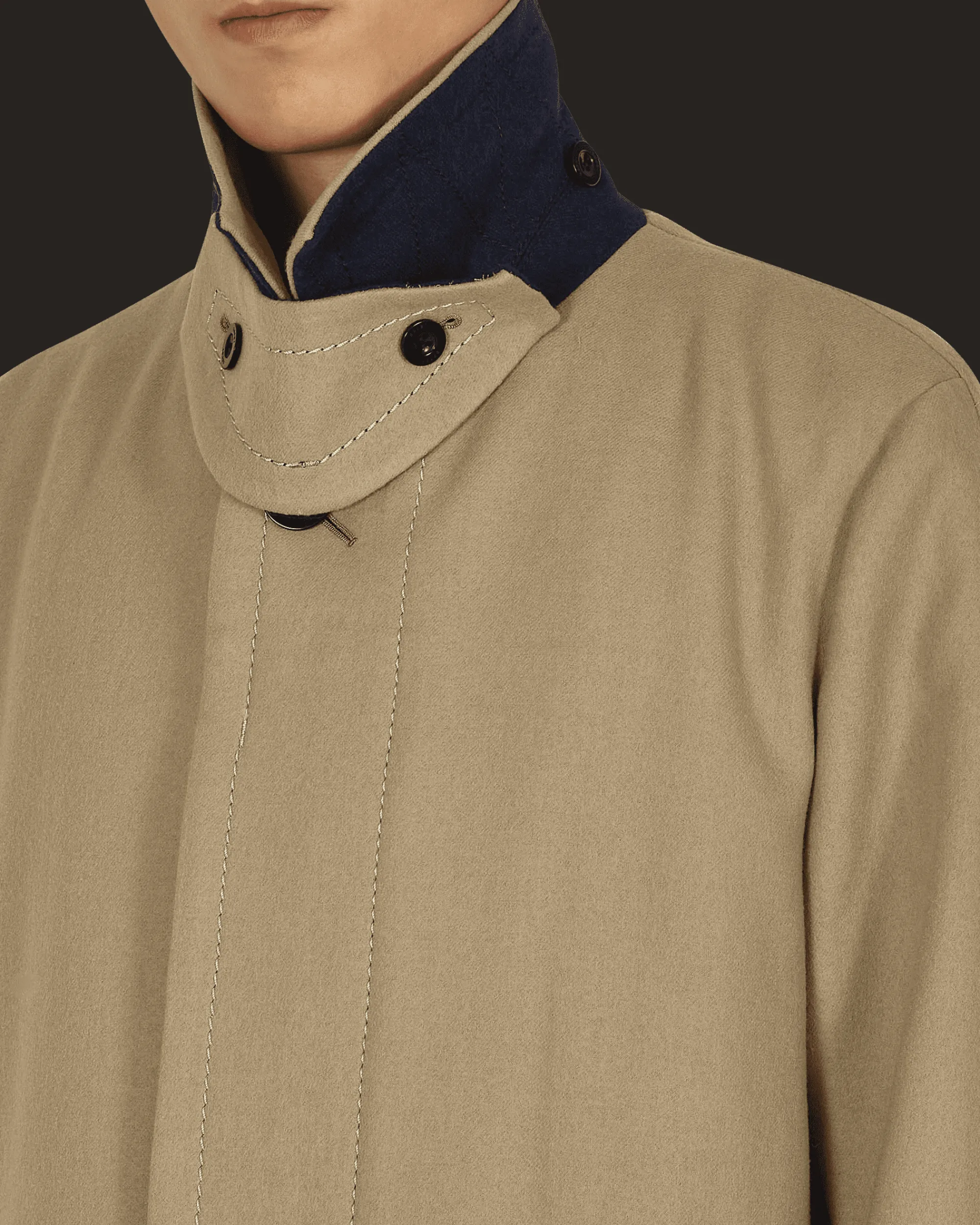 sacai Coats And Jackets^Melton Wool Coat Beige