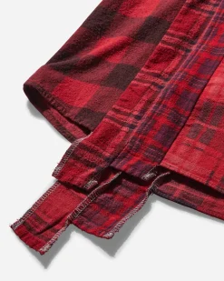 Needles Shirts^Men's 7 Cuts Flannel Shirt Over Dye Red