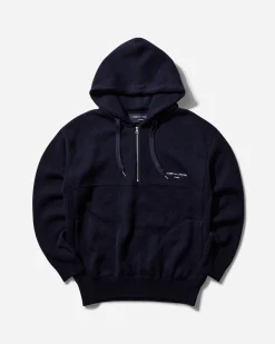 Comme Des Garçons Homme Sweatshirts^Men's 1/2 Zip Wool Hoodie Navy