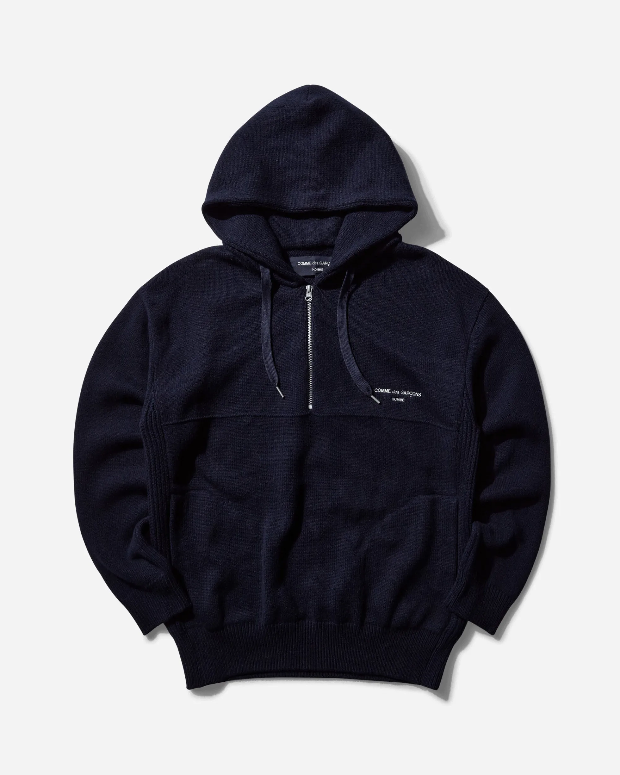 Comme Des Garçons Homme Sweatshirts^Men's 1/2 Zip Wool Hoodie Navy