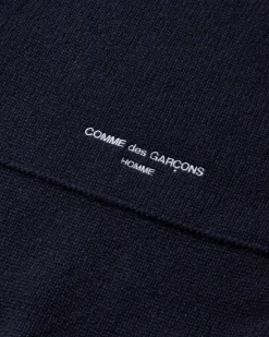 Comme Des Garçons Homme Sweatshirts^Men's 1/2 Zip Wool Hoodie Navy
