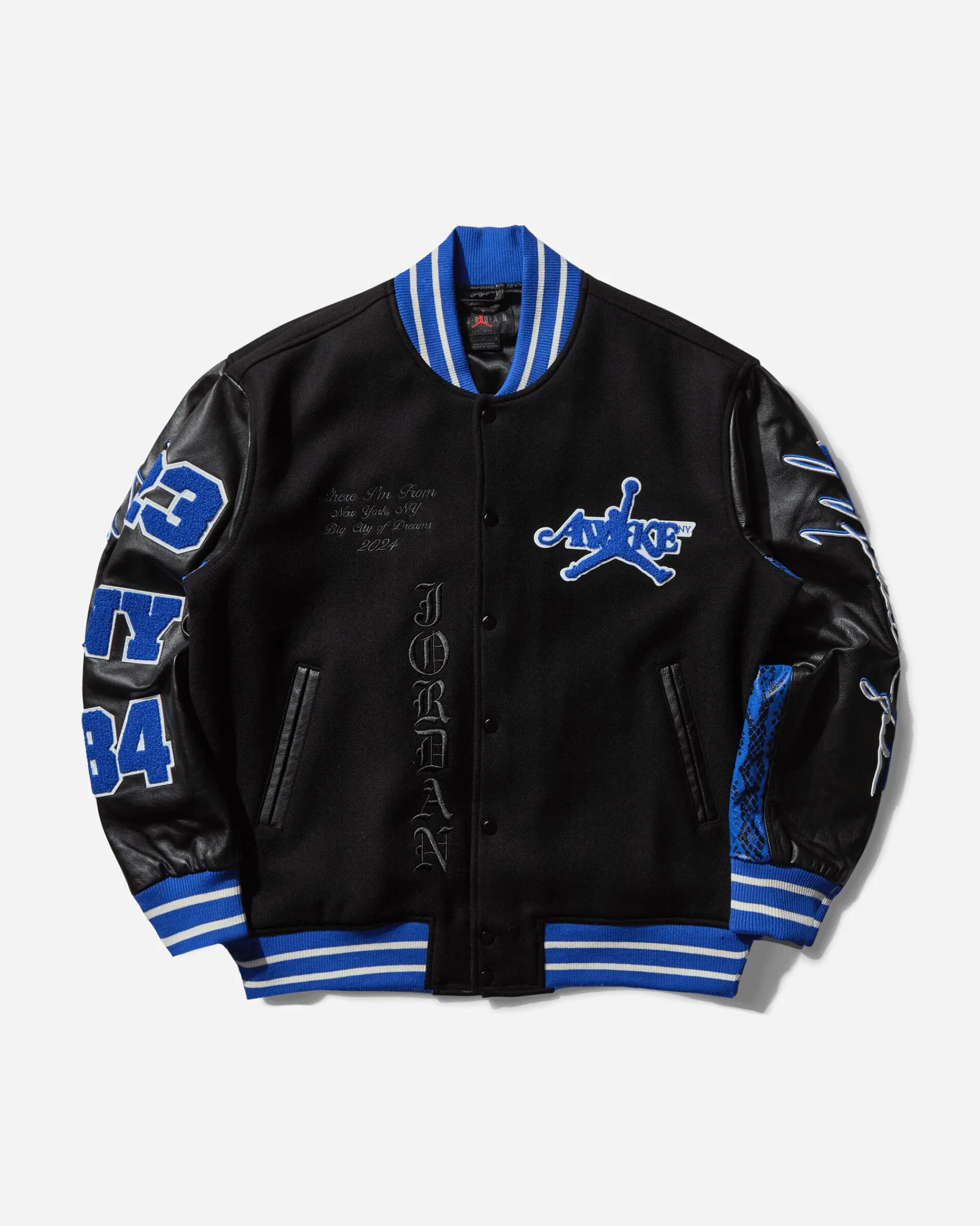 Nike Jordan Coats And Jackets^Men's Awake NY Varsity Jacket Black / Game Royal