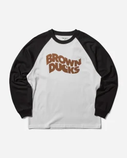 Carhartt WIP T-Shirts|T-Shirts^Men's Brown Ducks Longsleeve Baseball T-Shirt White / Black