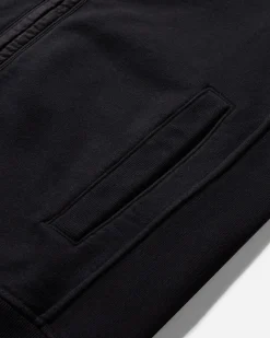 Stone Island Sweatshirts^Men's Brushed Organic Cotton Fleece Zip Up Hoodie Black