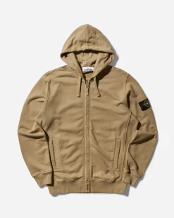 Stone Island Sweatshirts^Men's Brushed Organic Cotton Fleece Zip Up Hoodie Biscuit