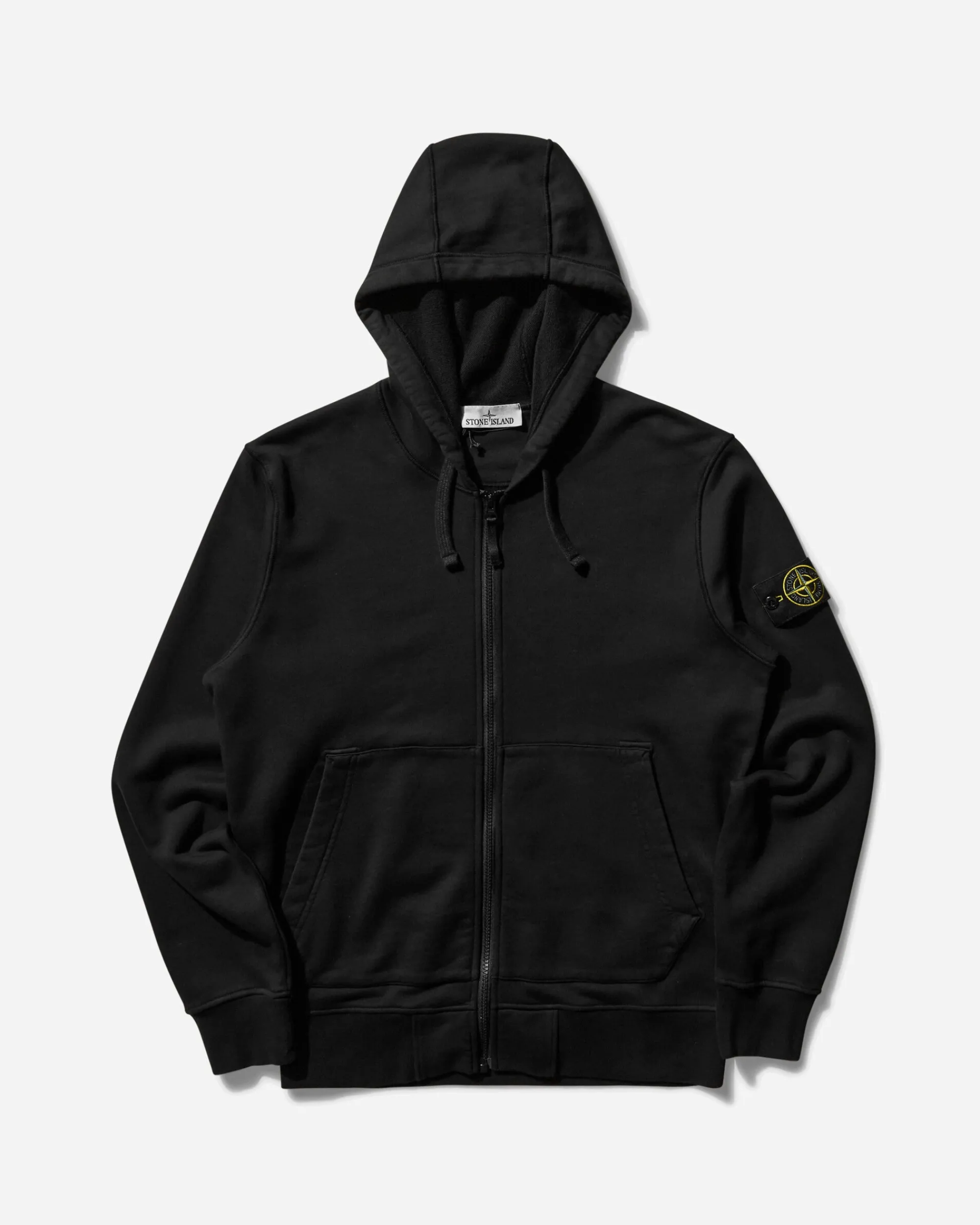 Stone Island Sweatshirts^Men's Brushed Organic Cotton Fleece Zip Up Hoodie Black
