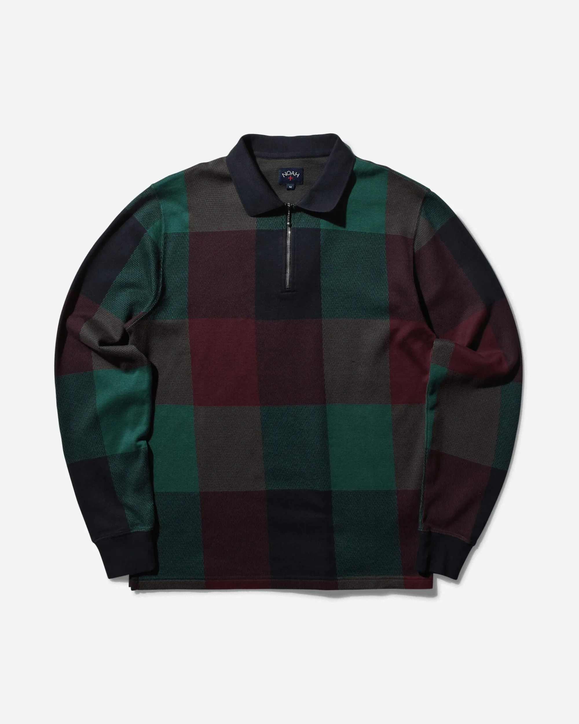 Noah T-Shirts^Men's Buffalo Plaid Zip Polo Navy / Burgundy / Green