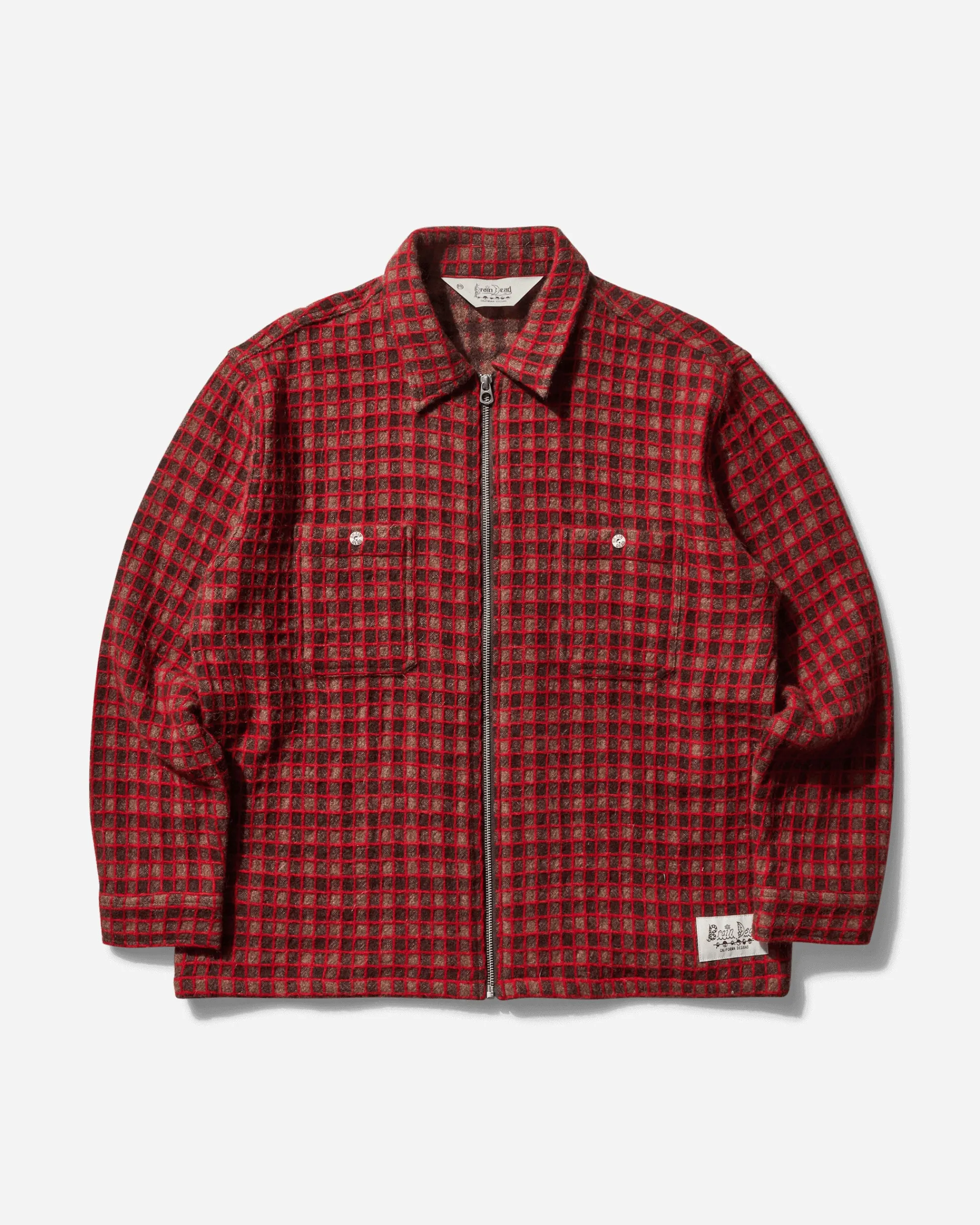 Brain Dead Shirts^Men's Check Mate Flannel Zip Shirt Red