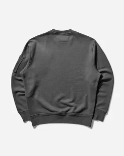 C.P. Company Sweatshirts^Men's Cotton Diagonal Fleece Crewneck Sweatshirt Smoked Pearl