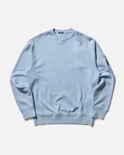 C.P. Company Sweatshirts^Men's Cotton Diagonal Fleece Crewneck Sweatshirt Cerulean