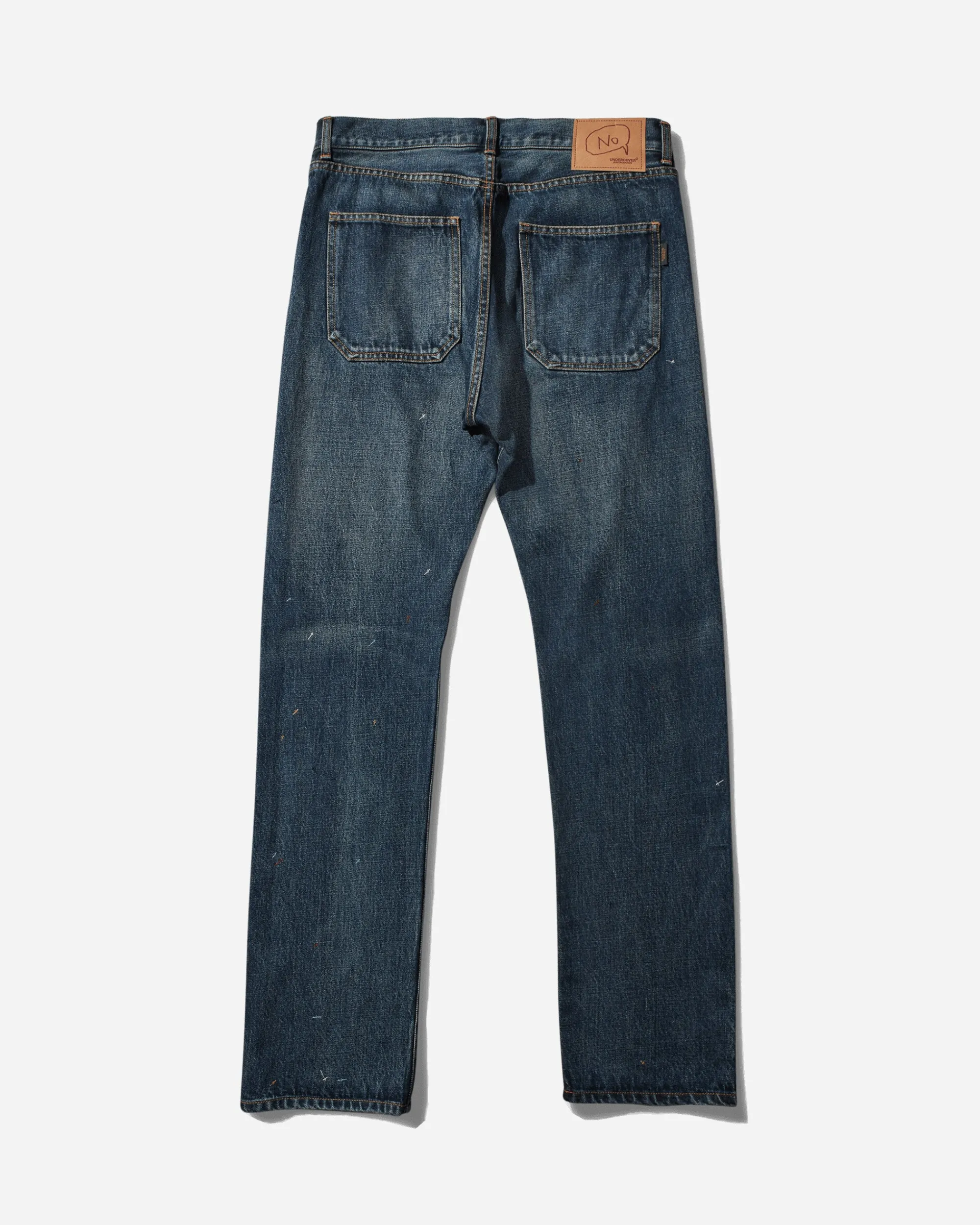 Undercover Pants^Men's Cross Embroidery Distressed Denim Pants Light Blue Indigo