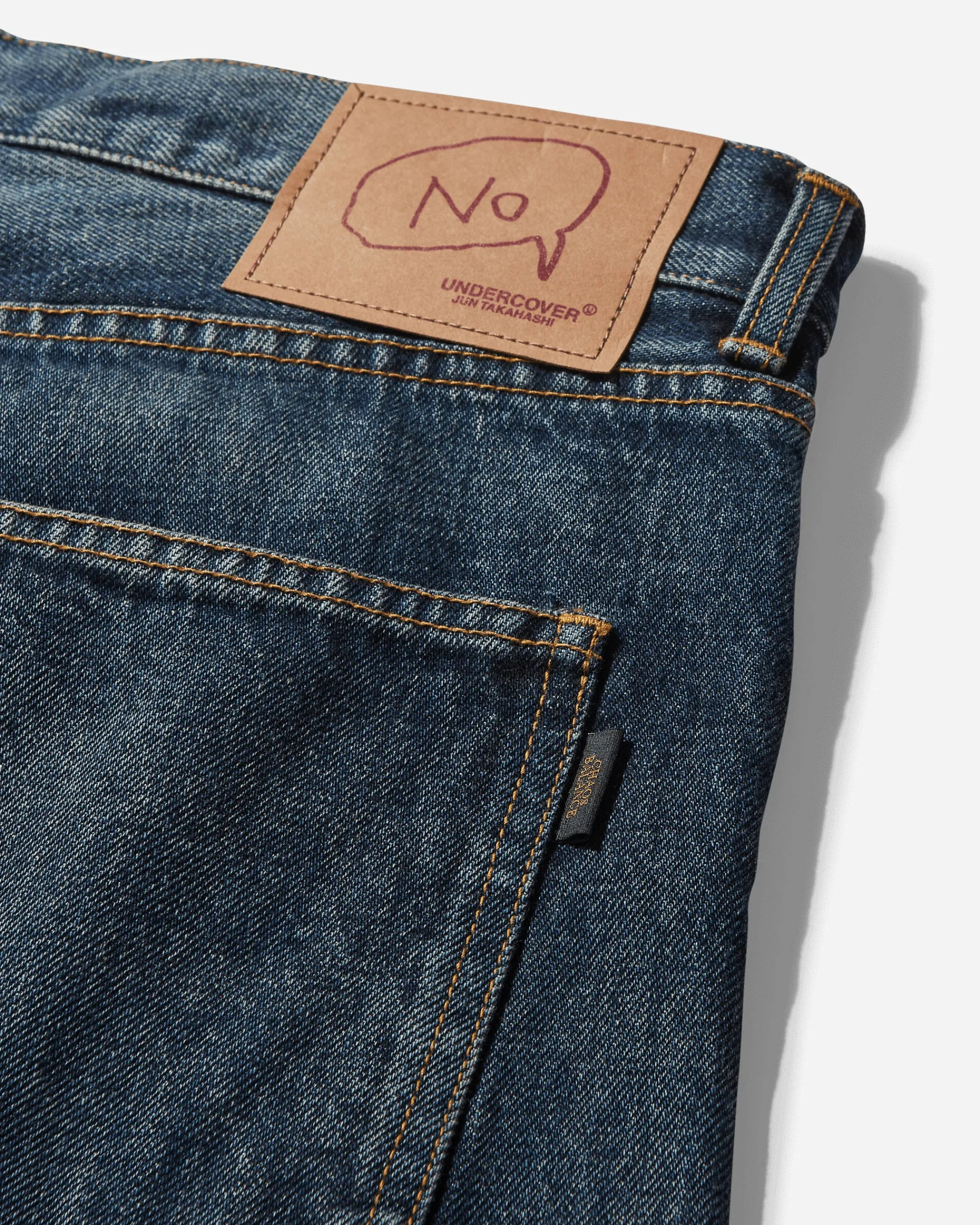 Undercover Pants^Men's Cross Embroidery Distressed Denim Pants Light Blue Indigo