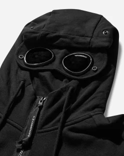 C.P. Company Sweatshirts^Men's Diagonal Raised Fleece Goggle Zipped Hoodie Black