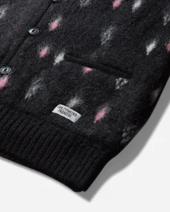 WACKO MARIA Knitwear^Men's Diamond Heavy Mohair Cardigan Black