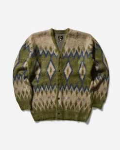 Needles Knitwear^Men's Diamond Mohair Cardigan Olive