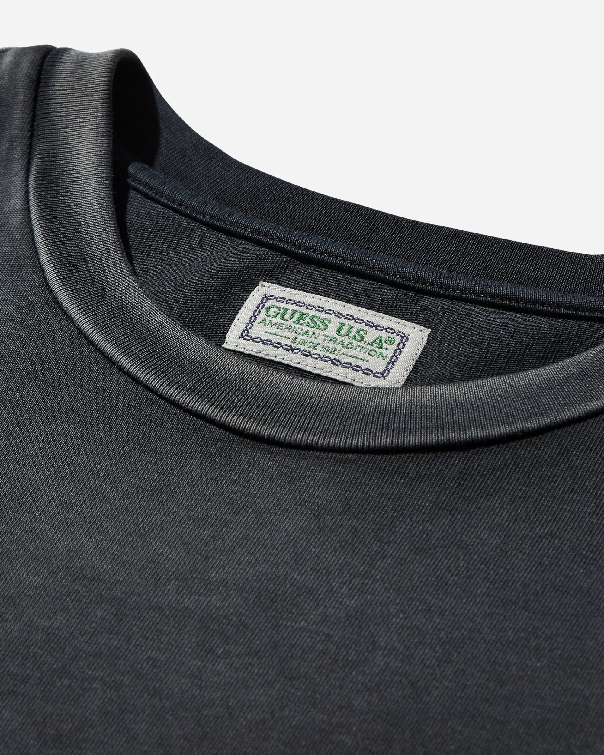 Guess USA T-Shirts^Men's Distressed Logo T-Shirt Jet Black
