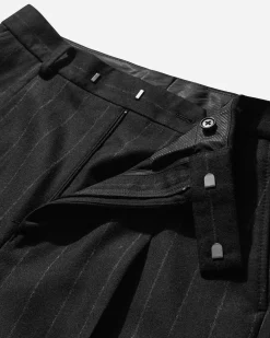 WACKO MARIA Pants^Men's Dormeuil Chalk Stripe Pleated Trousers (Type-2) Black