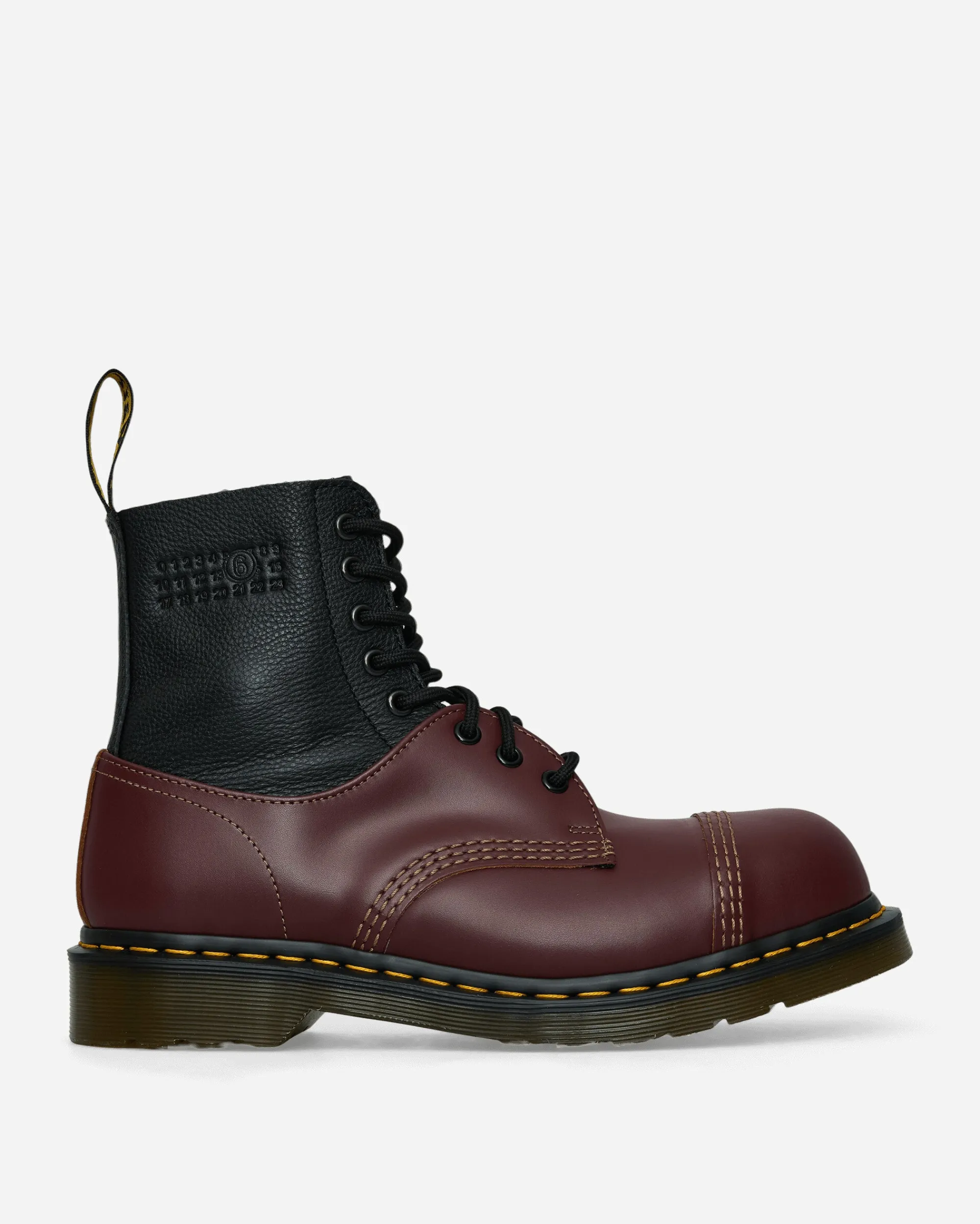 MM6 Maison Margiela Boots^Men's Dr. Martens 1460 Twisted and Reimagined Steel Toe Boots Black / Oxblood