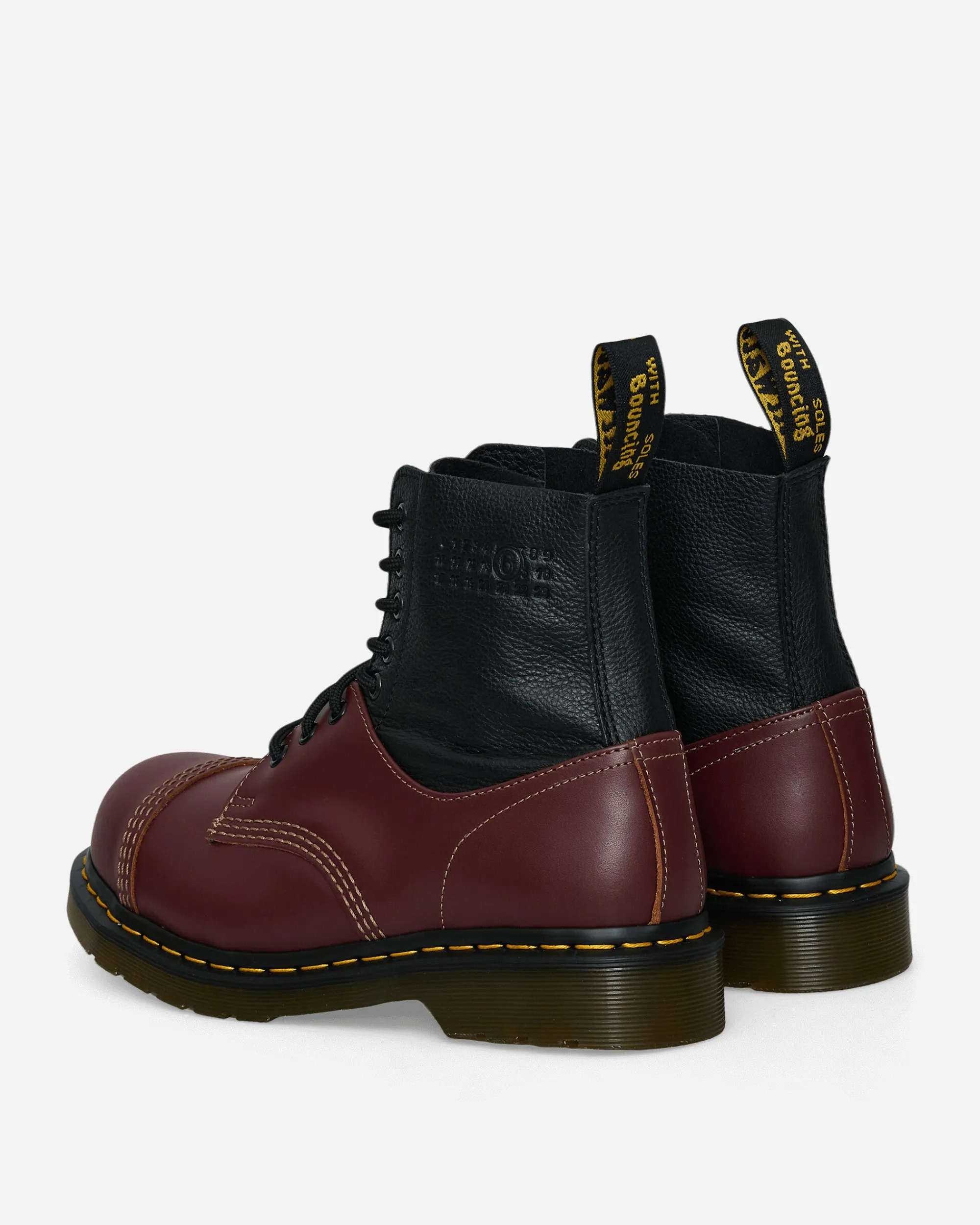 MM6 Maison Margiela Boots^Men's Dr. Martens 1460 Twisted and Reimagined Steel Toe Boots Black / Oxblood