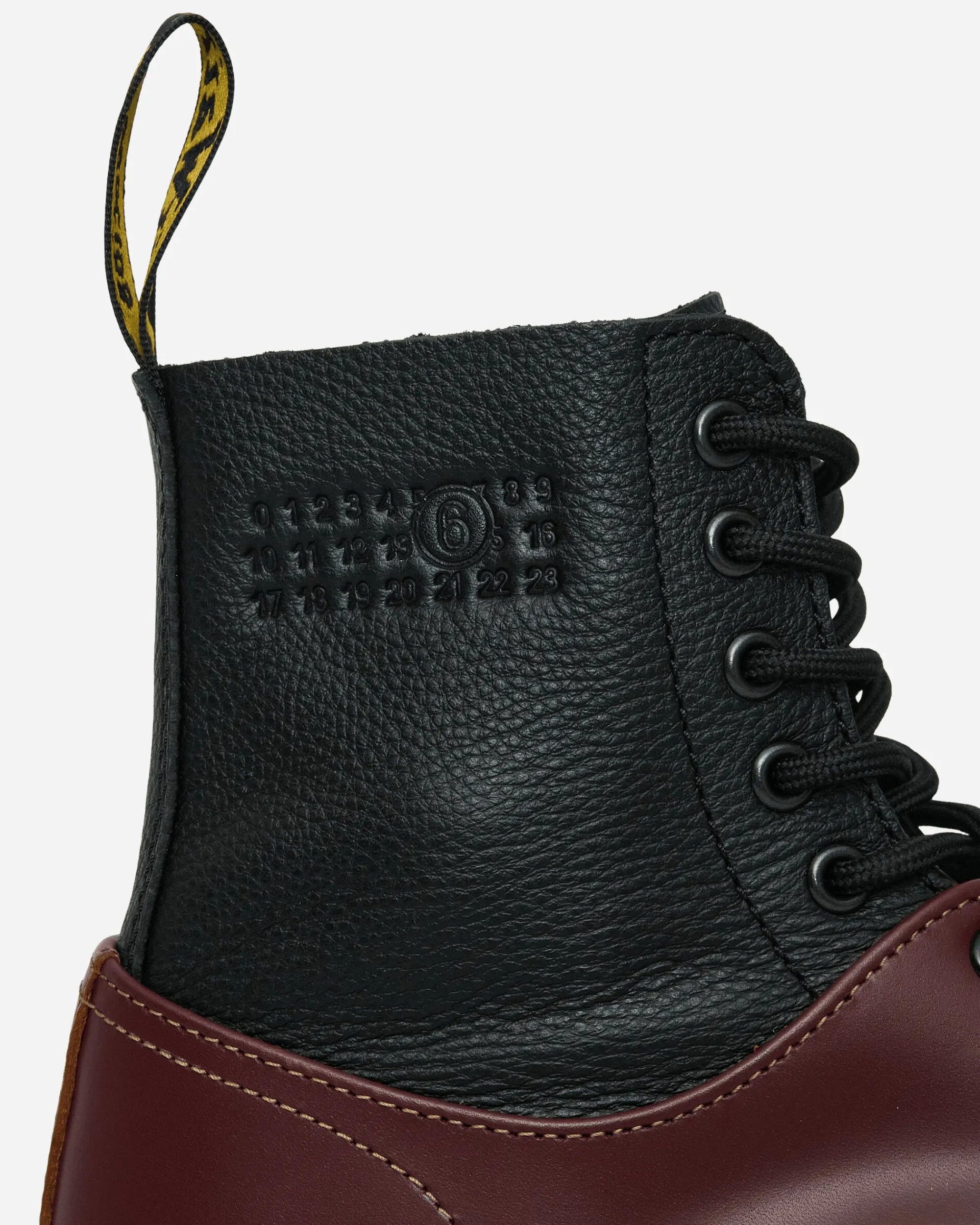 MM6 Maison Margiela Boots^Men's Dr. Martens 1460 Twisted and Reimagined Steel Toe Boots Black / Oxblood