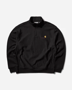 Carhartt WIP Sweatshirts^Men's Half Zip American Script Sweashirt Black