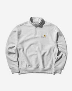 Carhartt WIP Sweatshirts|Sweatshirts^Men's Half Zip American Script Sweashirt Ash Heather