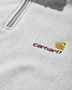 Carhartt WIP Sweatshirts|Sweatshirts^Men's Half Zip American Script Sweashirt Ash Heather
