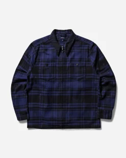 Noah Shirts^Men's Heavyweight Zip-Up Flannel Shirt Black / Blue