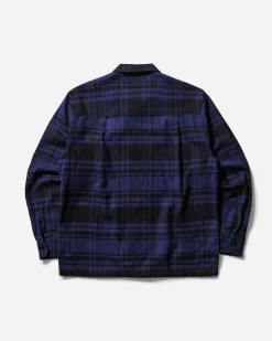 Noah Shirts^Men's Heavyweight Zip-Up Flannel Shirt Black / Blue