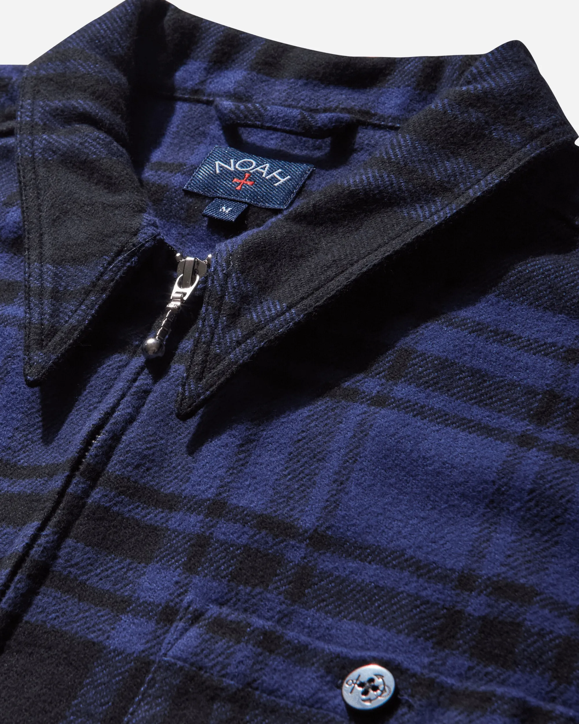 Noah Shirts^Men's Heavyweight Zip-Up Flannel Shirt Black / Blue