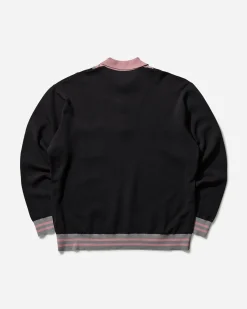 Hysteric Glamour Knitwear^Men's Hysteric Embroidered Collared Sweater Black / Pink