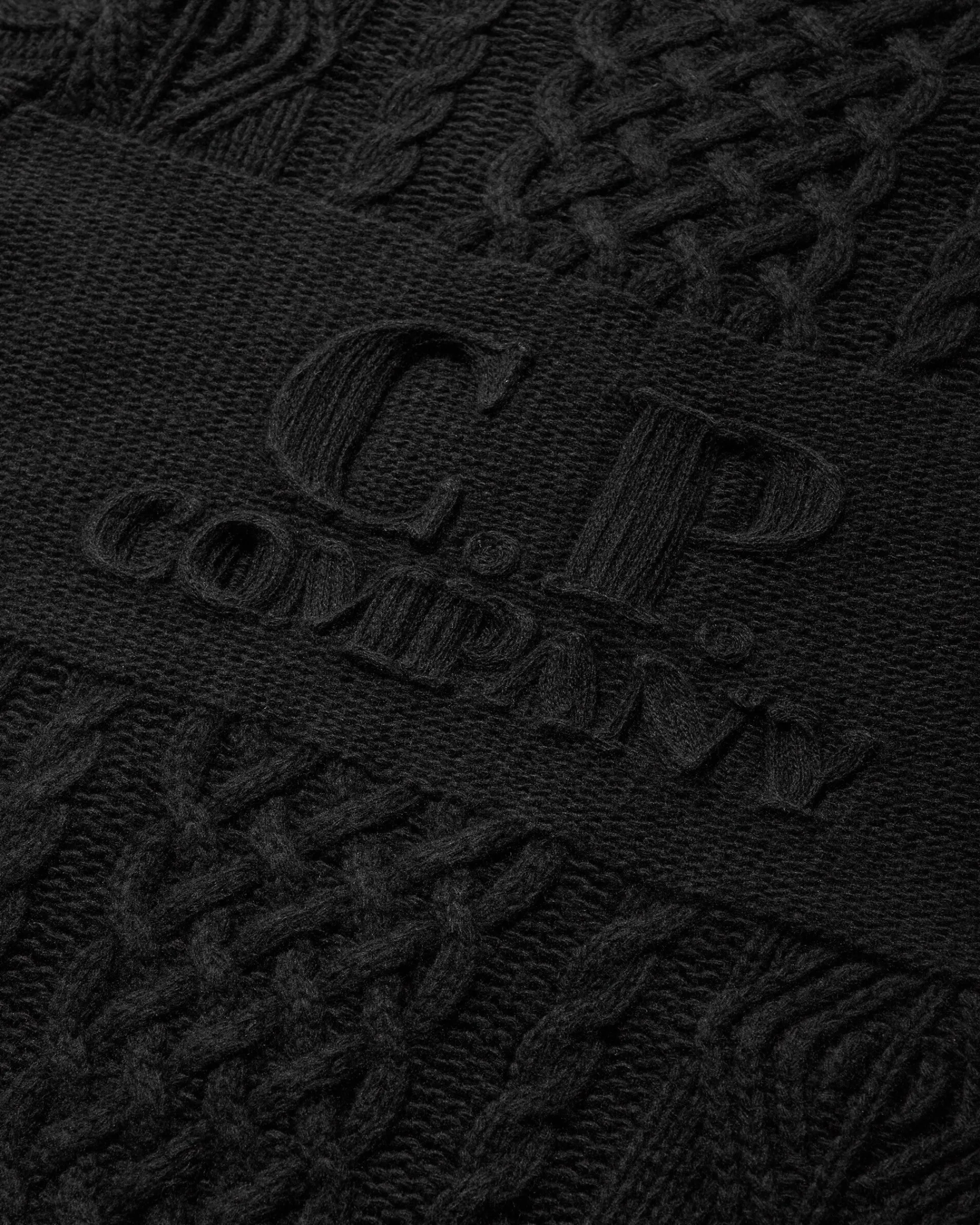 C.P. Company Knitwear^Men's Lambswool GRS Hooded Zip Cardigan Black