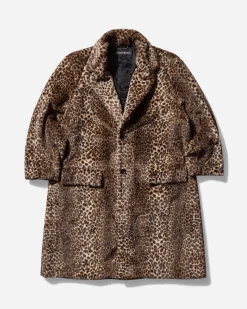 WACKO MARIA Coats And Jackets^Men's Leopard Faux Fur Chesterfield Coat Beige