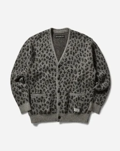 WACKO MARIA Knitwear^Men's Leopard Mohair Cardigan Grey